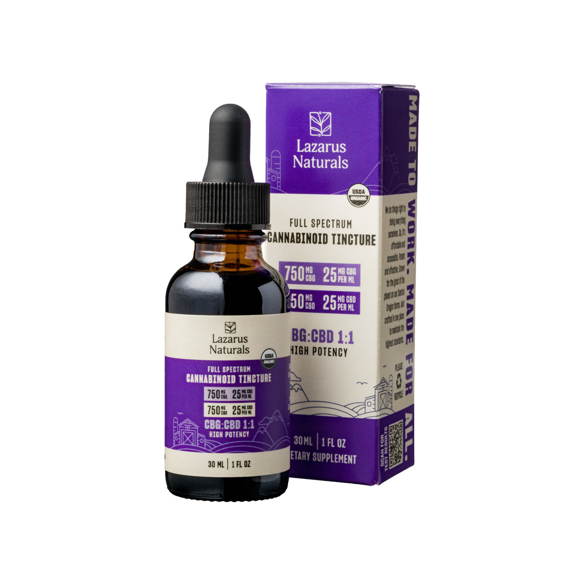 Organic CBD Tincture, 25mg CBD & 25mg / ml